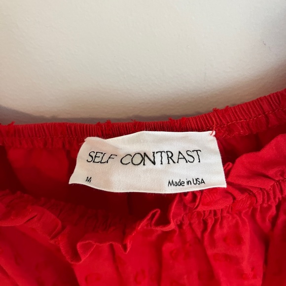 SELF CONTRAST Red Alana Smocking Top, size M - Picture 7 of 7